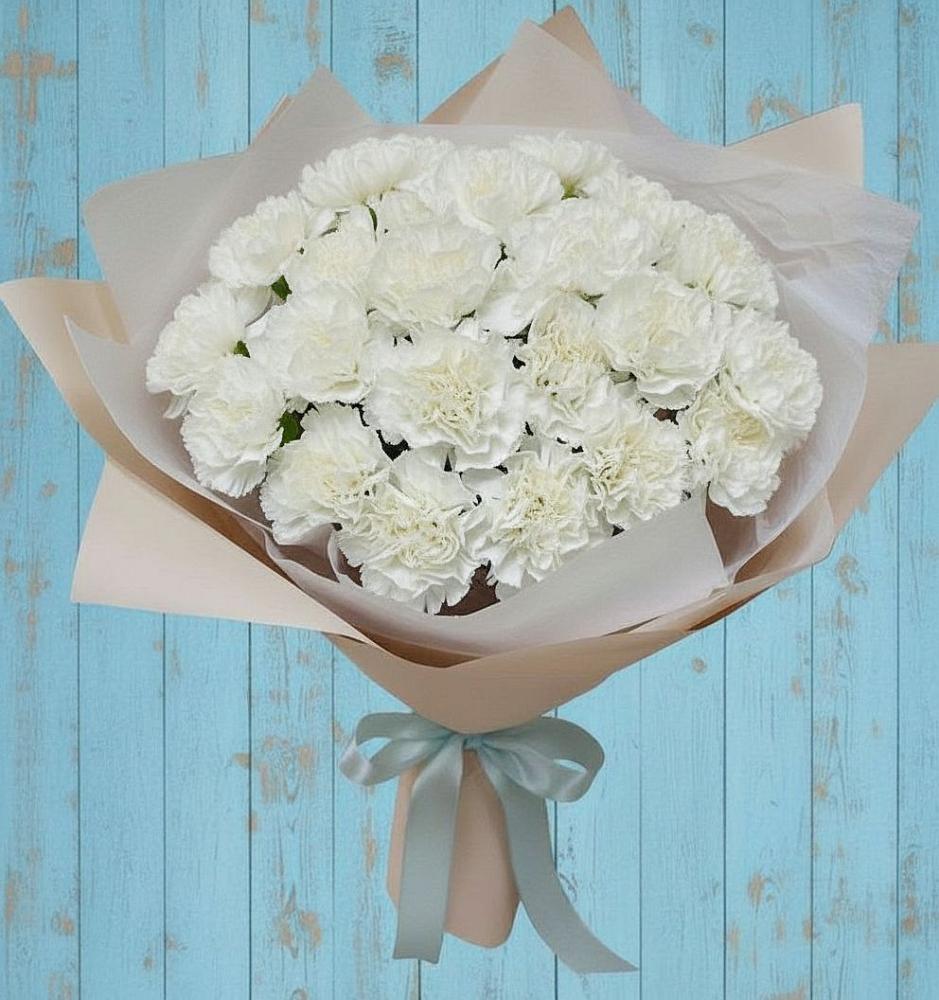 Букет цветов из: Гвоздики в Васильевском Моху