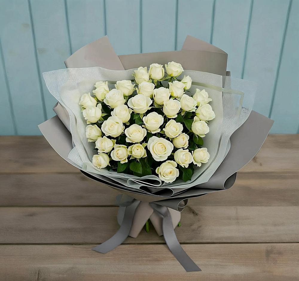 Букет Белоснежная нежность в Васильевском Моху