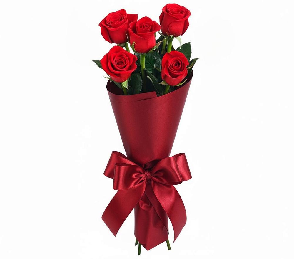 Букет 5 Красных роз Эдлесс Лав в Васильевском Моху