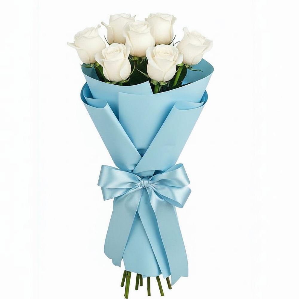 Букет 7 белых роз Проуд в Васильевском Моху