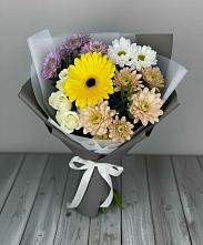 Букет цветов из:  Розы, Герберы и Хризантемы в Васильевском Моху