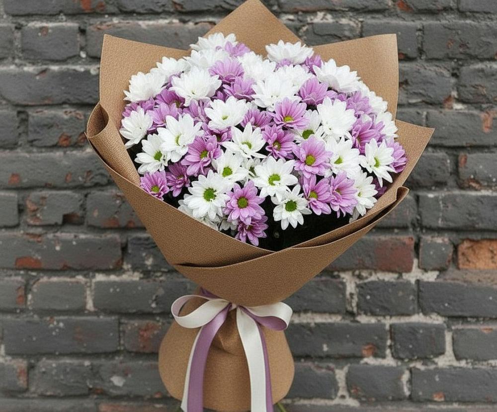 Букет цветов из: Хризантемы в Васильевском Моху