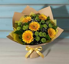 Букет цветов из:  Герберы и Хризантемы в Васильевском Моху