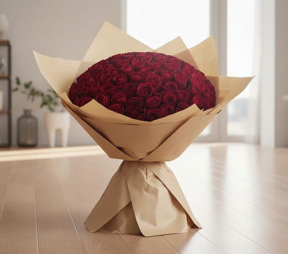 Букет 101 Красная роза в Васильевском Моху
