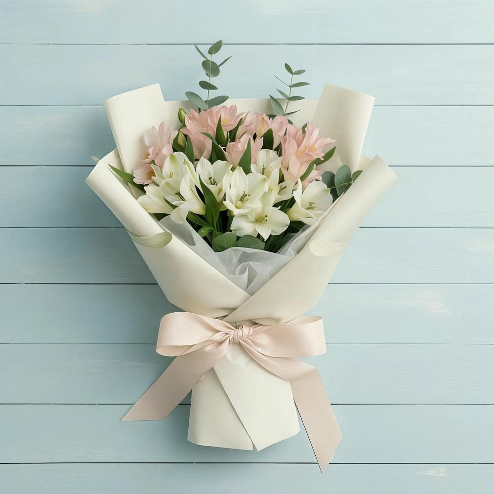 Букет цветов из: Альстромерии в Васильевском Моху